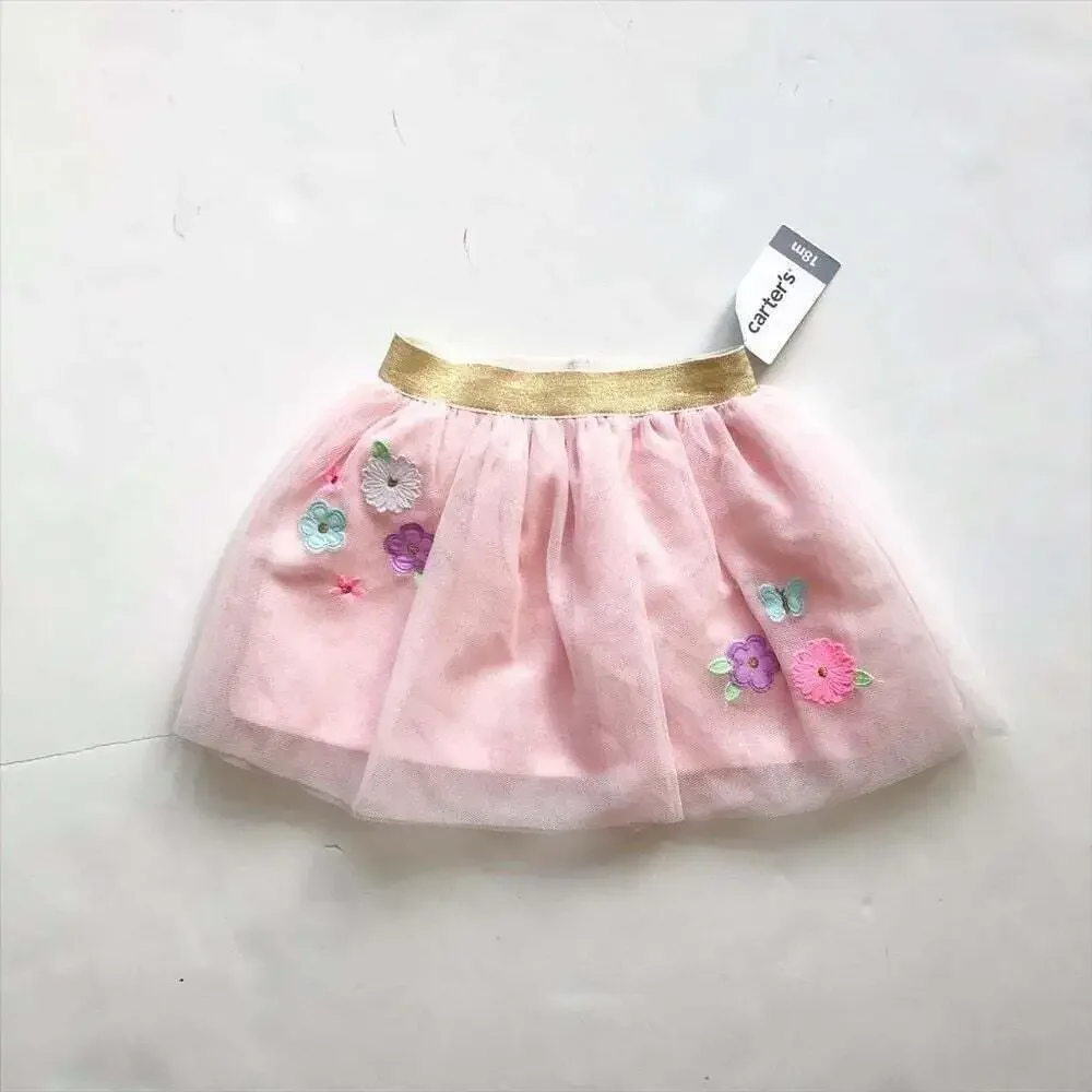 Carters NWT pink floral appliqué tutu 18 months
